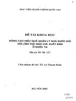 Nâng cao hiệu quả quản lý Nhà nước đối với lĩnh vực báo chí, xuất bản ở nước ta