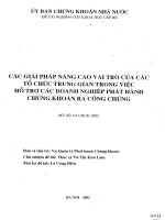 Các giải pháp nâng cao vai trò của các tổ chức trung gian trong việc hỗ trợ các doanh nghiệp phát hành chứng khoán ra công chúng