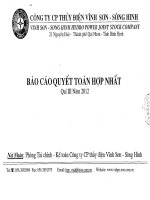 công ty cổ phần thủy điện vĩnh sơn sông hinh báo cáo quyết toán hợp nhất quý 3 năm 2012