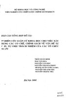 Nghiên cứu luận cứ khoa học cho việc xây dựng các cơ chế, chính sách về vấn đề tự chủ, tự chịu trách nhiệm của các tổ chức NC PT