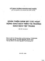 Hoàn thiện giám sát các hoạt động giao dịch trên thị trường giao dịch tập trung