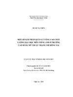 Một số giải pháp quản lý nâng cao chất lượng dạy học môn tiếng anh ở trường cao đẳng mỹ thuật trang trí đồng nai