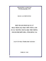 Một số giải pháp quản lý hoạt động dạy học môn tiếng anh ở các trường trung học phổ thông thành phố biên hòa, tỉnh đồng nai