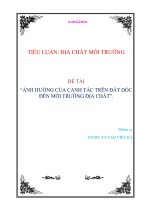 đề tài ảnh hưởng của canh tác trên đất dốc đến môi trường địa chất