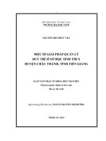 Một số giải pháp quản lý duy trì sĩ số học sinh THCS huyện châu thành, tỉnh tiền giang