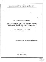 Hoàn thiện quản lý nhà nước đối với tiền tệ và tín dụng