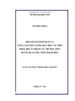 Một số giải pháp quản lý nâng cao chất lượng dạy học các môn khoa học xã hội ở các trường THCS huyện quan sơn, tỉnh thanh hóa