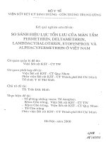 So sánh hiệu lực tồn lưu của màn tẩm permethrin, deltamethrin, lambdacyhalothrin, etofenprox và alphacypermethrin ở Việt Nam