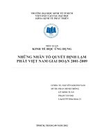 NHỮNG NHÂN TỐ QUYẾT ĐỊNH LẠM PHÁT VIỆT NAM GIAI ĐOẠN 20012009