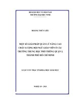 một số giải pháp quản lý nâng cao chất lượng đội ngũ giáo viên ở các trường trung học phổ thông quận 3, thành phố hồ chí minh