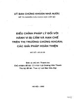 Hiệu chỉnh pháp lý đối với hành vi bị cấm và hạn chế trên thị trường chứng khoán. Các giải pháp hoàn thiện