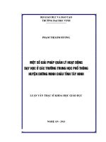 Một số giải pháp quản lý hoạt động dạy học ở các trường trung học phổ thông huyện dương minh châu tỉnh tây ninh