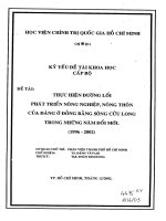 Thực hiện đường lối phát triển nông nghiệp, nông thôn của Đảng ở đồng bằng Sông Cửu Long trong những năm đổi mới