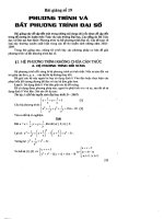 bài giảng phương trình, bất phương trình đại số