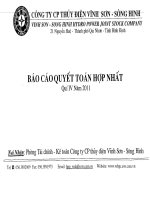 công ty cổ phần thủy điện vĩnh sơn sông hinh báo cáo quyết toán hợp nhất quý 4 năm 2011