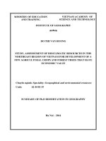 STUDY, ASSESSEMENT OF BIOCLIMATIC RESOURCES IN THE NORTHEAST REGION OF VIETNAM FOR DEVELOPMENT OF a FEW AGRICULTURAL CROPS AND FOREST TREES THAT HAVE ECONOMIC VALUE