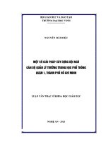 Một số giải pháp xây dựng đội ngũ cán bộ quản lý trường trung học phổ thông quận 1, thành phố hồ chí minh