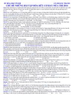 chủ đề những bài tập hóa hữu cơ hay mùa thi 2014