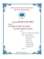 vai trò của việc xây dựng văn hóa trong tổ chức