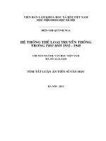 tóm tắt luận án hệ thống thể loại truyền thống trong thơ mới 1932 - 1945