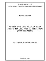 Nghiên cứu giải pháp an toàn thông tin cho một số kiến trúc quản trị mạng