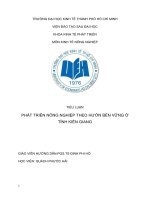 PHÁT TRIỂN NÔNG NGHIỆP THEO HƯỚN BỀN VỮNG Ở TỈNH KIÊN GIANG