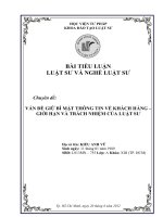 vấn đề giữ bí mật thông tin khách hàng - giới hạn và trách nhiệm của luật sư