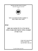 HIỆU QUẢ KINH TẾ CỦA ỨNG DỤNG  CÔNG NGHỆ MỚI TRONG NÔNG NGHIỆP Ở VIỆT NAM