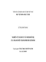 tóm tắt luận án nghiên cứu hành vi văn minh đô thị của thanh niên thành phố hồ chí minh