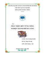 PHÁT TRIỂN BỀN VỮNG NÔNG NGHIỆP THÀNH PHỐ ĐÀ NẴNG