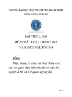Thực trạng tổ chức và hoạt động của các cơ quan thực hiện thanh tra chuyên ngành ở Bộ và Cơ quan ngang Bộ