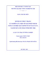 Luận văn thạc sĩ ðÁNH GIÁ THỰC TRẠNG VÀ NGHIÊN CỨU MỘT SỐ GIẢI PHÁP NHẰM NÂNG CAO HIỆU QUẢ KINH TẾ SẢN XUẤT LÚA TẠI HUYỆN LÂM THAO TỈNH PHÚ THỌ