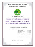 nghiên cứu đánh giá sinh khối rừng tràm u minh hạ và đề xuất các giải pháp phát triển bền vững