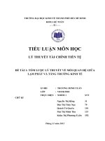 TIỂU LUẬN MÔN HỌC LÝ THUYẾT TÀI CHÍNH TIỀN TỆ TÓM LƯỢC LÝ THUYẾT VỀ MỐI QUAN HỆ GIỮA LẠM PHÁT VÀ TĂNG TRƯỞNG KINH TẾ