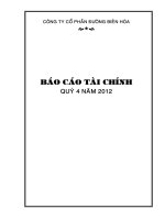 công ty cổ phần đường biên hòa báo cáo tài chính quý 4 năm 2012