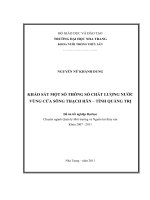 Khảo sát một số thông số chất lượng nước vùng cửa sông thạch hãn – tỉnh quảng trị