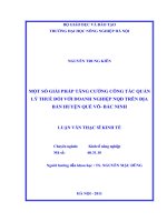 Luận văn thạc sĩ MỘT SỐ GIẢI PHÁP TĂNG CƯỜNG CÔNG TÁC QUẢN LÝ THUẾ ĐỐI VỚI DOANH NGHIỆP NQD TRÊN ĐỊA BÀN HUYỆN QUẾ VÕ- BẮC NINH