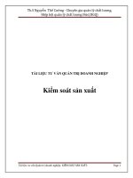 KIỂM  SOÁT CÁC QUÁ TRÌNH TRONG HOẠT ĐỘNG  SẢN XUẤT