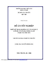 thiết kế trang bị động lực tàu đánh cá lưới rê, vỏ gỗ, hoạt động xa bờ ở khu vực phú yên