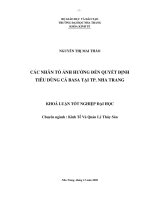 các nhân tố ảnh hưởng đến quyết định tiêu dùng cá basa tại tp. nha trang