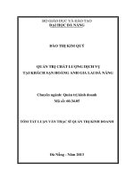 quản trị chất lượng dịch vụ tại khách sạn hoàng anh gia lai đà nẵng tóm tắt