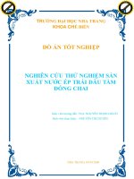 đồ án tốt nghiệp nghiên cứu thử nghiệm sản xuất nước ép trái dâu tằm đóng chai