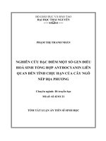 tóm tắt luận án nghiên cứu đặc điểm một số gen điều hoà sinh tổng hợp anthocyanin liên quan đến tính chịu hạn của cây ngô nếp địa phương