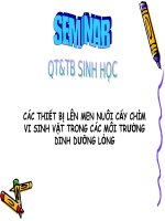 các thiết bị lên men nuôi cấy chìm vi sinh vật trong các môi trường dinh dưỡng lỏng