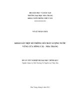 Khảo sát một số thông số chất lượng nước vùng cửa sông cái – nha trang