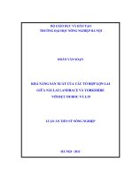 Luận án tiến sĩ KHẢ NĂNG SẢN XUẤT CỦA CÁC TỔ HỢP LỢN LAI GIỮA NÁI LAI LANDRACE VÀ YORKSHIRE VỚI ðỰC DUROC VÀ L19