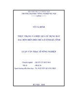 Luận văn thạc sĩ THỰC TRẠNG VÀ HIỆU QUẢ SỬ DỤNG ĐẤT SAU DỒN ĐIỀN ĐỔI THỬA Ở TỈNH HÀ TĨNH