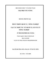 phát triển dịch vụ nông nghiệp tại các hợp tác xã dịch vụ sản xuất nông nghiệp ở thành phố đà nẵng tóm tắt