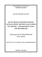 quản trị quan hệ khách hàng tại ngân hàng thương mại cổ phần kỹ thương - chi nhánh đà nẵng (techcombank) tóm tắt