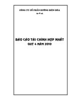 công ty cổ phần đường biên hòa báo cáo tài chính hợp nhất quý 4 năm 2010